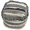 Alex Handwoven Fringe Square Pouf Flash Sale