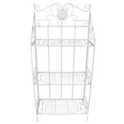 Antique White Metal Baker'S Rack With Folding Shelves, 51 Less Expensive