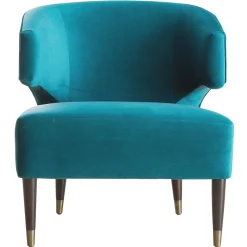Aura Green Velvet Wrap Around Arm Chair With Brass Capped Legs Fashion