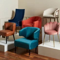 Aura Green Velvet Wrap Around Arm Chair With Brass Capped Legs Fashion