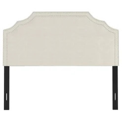 Belize Cream Nail Head Trim Queen Headboard Premium