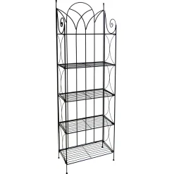 Black 5 Tier Gothic Baker Rack With Metal Wire Shelves Promotion