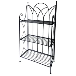 Black 3 Tier Gothic Baker Rack With Metal Wire Shelves Clearance