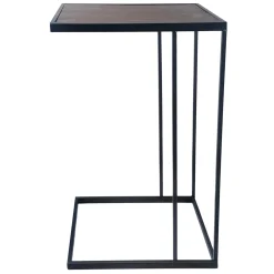 Black Metal C-Table With Dark Wooden Top Promotion