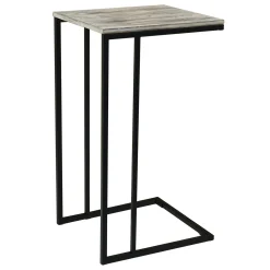 Black Metal C-Table With Rustic Wooden Top Promotion