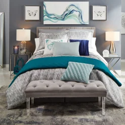 Chandler Grey Velvet Channeled Queen Headboard Fashion