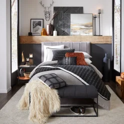 Chandler Grey Velvet Channeled Queen Headboard Fashion