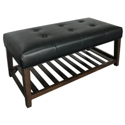 Collins Black Leather Bench Clearance