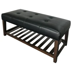 Collins Black Leather Bench Clearance