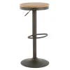 Dakota Adjustable Modern Industrial Antique Brown Barstool, 29 Fashion