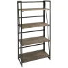 Dakota 4-Tier Black & Brown Industrial Modern Bookshelf, 49 Low Price