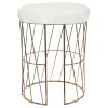 Diago Metallic Blush Wire Vanity Stool/Padded White Faux Leather Seat Good Quality