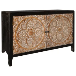 2-Door Carved Black Long Cabinet Opening Sales