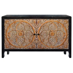 2-Door Carved Black Long Cabinet Opening Sales