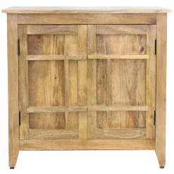 2-Door Natural Mango Wood Cabinet Premium