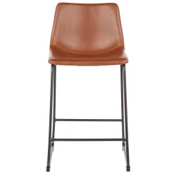 Drake Cognac Modern Industrial Faux Leather Barstool, 30 Less Expensive