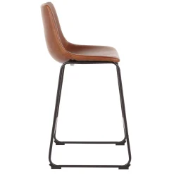 Drake Cognac Modern Industrial Faux Leather Barstool, 30 Less Expensive