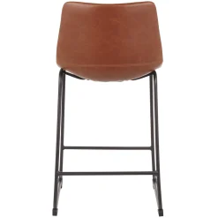 Drake Cognac Modern Industrial Faux Leather Barstool, 30 Less Expensive