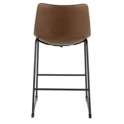 Drake Espresso Faux Leather Modern Industrial Barstool, 30 Flash Sale
