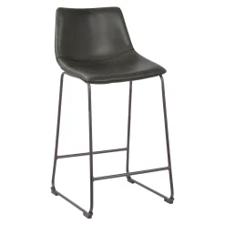 Drake Grey Faux Leather Modern Industrial Barstool, 30 Good Quality