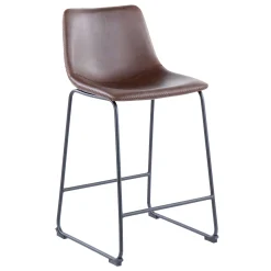 Drake Modern Faux Leather Industrial Barstool, Espresso Low Price