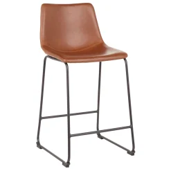 Drake Modern Faux Leather Industrial Barstool, Cognac Promotion
