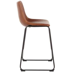 Drake Modern Faux Leather Industrial Barstool, Cognac Promotion