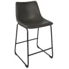 Drake Modern Faux Leather Industrial Barstool, Dark Grey Opening Sales