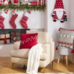 Emmy Grey Velvet Round Wood Leg Ottoman Clearance