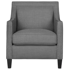 Erica Grey Accent Chair With Nailhead Trim Flash Sale