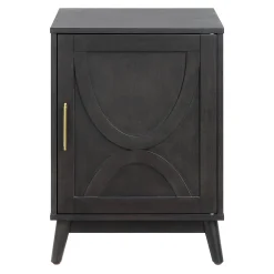 Ezra Dark Brown Cabinet With Gold Handle Promotion
