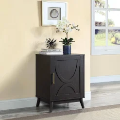 Ezra Dark Brown Cabinet With Gold Handle Promotion