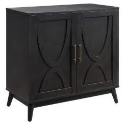 Ezra 2-Door Dark Brown Cabinet With Gold Handle Opening Sales