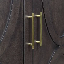 Ezra 2-Door Dark Brown Cabinet With Gold Handle Opening Sales