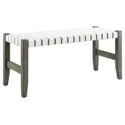 Faux Leather Ivory Strap Bench Opening Sales