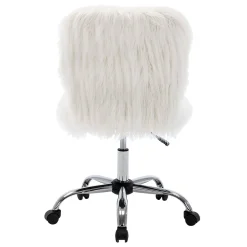 Fiona White Faux Fur Adjustable Office Chair Low Price