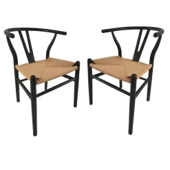 Found & Fable Set Of 2 Denise Black Wishbone Dining Chair Premium