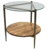 Glass Top Wood Shelf Side Table Opening Sales