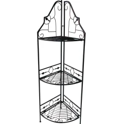 Gold & Black Scrolled Metal Folding Corner Shelf Rack, 51.5 Online Discount