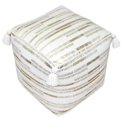 Gold Foil Print Tassel Pouf Discount