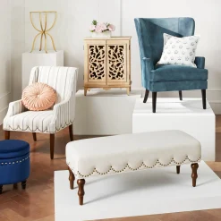 Grace Mitchell Ellery Bench With Scalloped Nailheads Promotion