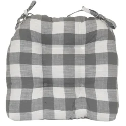 Grey Cotton Buffalo Check Chair Pad Cheaper