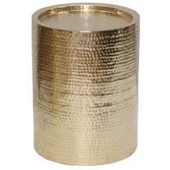 Hammered Gold Drum Accent Table, Medium Outlet