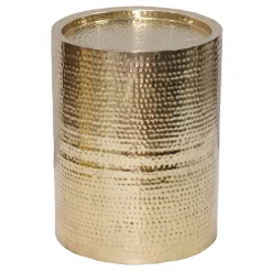 Hammered Gold Drum Accent Table, Large Exquisite Gifts