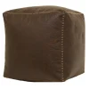 Honeybloom Faux Leather Brown Pouf With Baseball Stitch Opening Sales