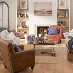 Honeybloom Kayson Paprika Plaid Accent Chair Low Price