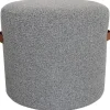 Honeybloom Rica Textured Pouf With Faux Leather Handles, Grey Less Expensive