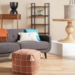 Honeybloom Shiva Brown Woven Pouf Flash Sale