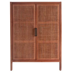 Honeybloom Wood Rattan Door Cabinet Premium