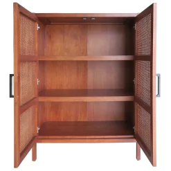 Honeybloom Wood Rattan Door Cabinet Premium